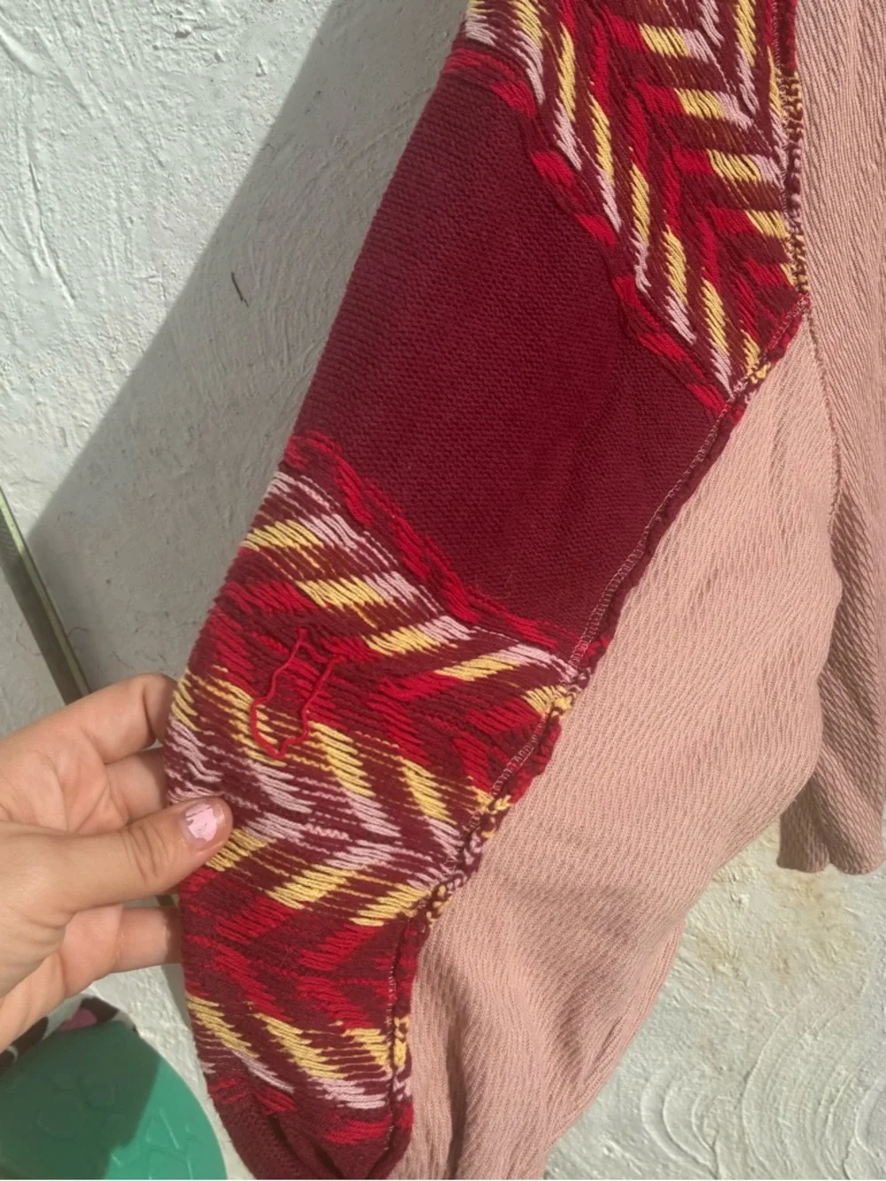 Free People Medium Rainbow Dreams Pullover Top S Balloon Sleeve Arizona Sands - Picture 8 of 14